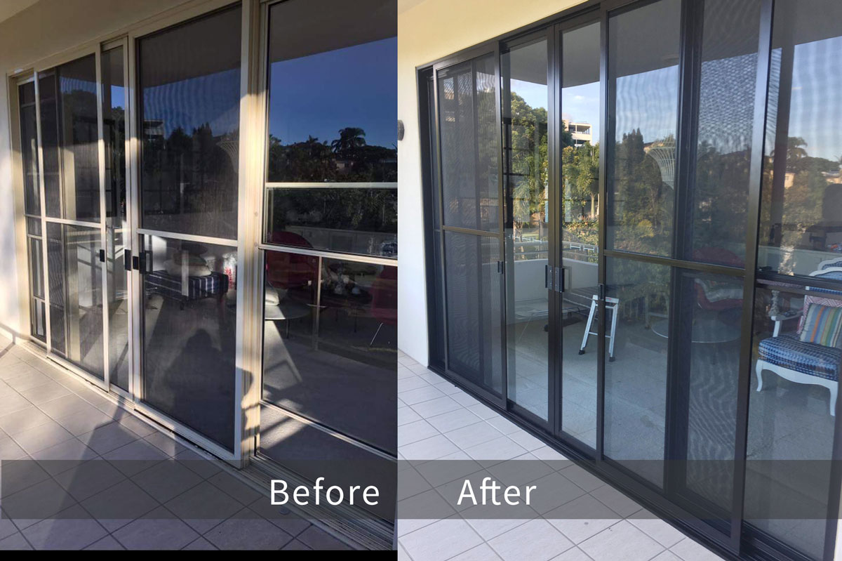 Recolouring Aluminium Door Before & After